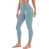 CRZ YOGA Womens V Waist Leggings 25" - Crossover High Waisted Yoga Light Grayish Blue X-Large