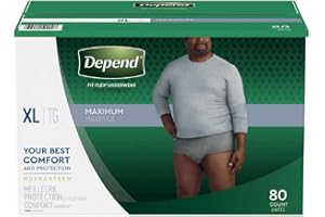 Depend Fit-Flex Extra Large Maximum Absorbency Underwear for Men, 80 Count