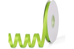 YBLANDEG Solid Color Apple Green Satin Ribbon 3/8 inches X 50 Yards,Double Faced Polyester Fabric Ribbon for Gifts Wrapping, Wedding, Party, Hair, Crafts, Bows, DIY Decor Ornaments