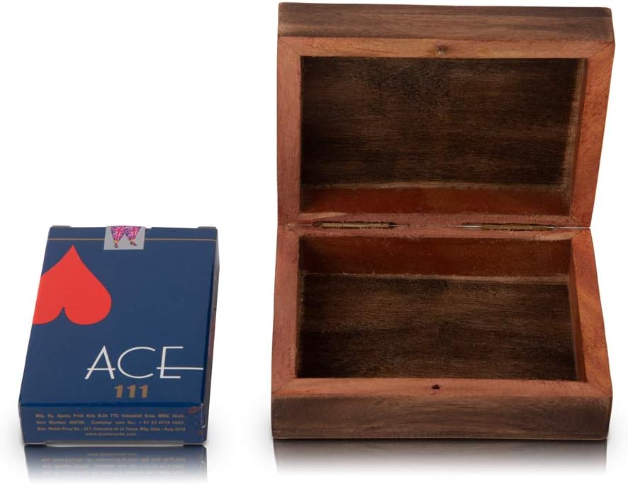 Unique Birthday Gift Ideas Handcrafted Classic Wooden Playing Card Holder Deck Box Storage Case Organizer With A Set of Premium Quality 'Ace' Playing Cards Anniversary Housewarming Gifts For Him Her - Image 4