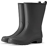 HISEA Women Rubber Boots Wide Calf Rain Boots | Seamless Matte Surface Waterproof PVC Rubber Rain Shoes for Farm Barn Garden Outdoor Work