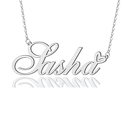 AOLO Sasha Heart Name Necklace Silver Stainless