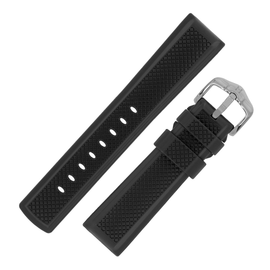 HirschAccent Natural Rubber Waterproof Watch Strap and Buckle in Black