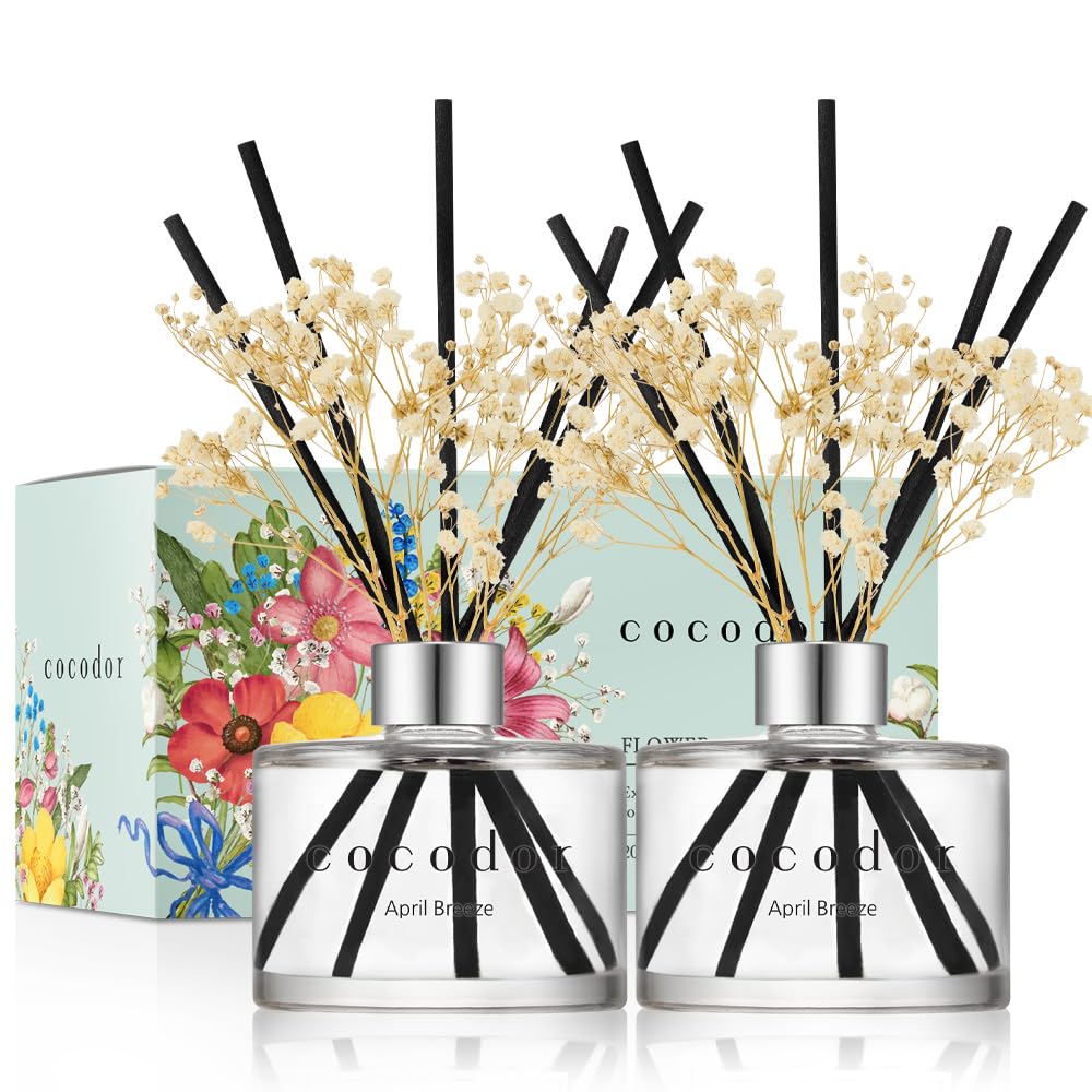 Photo 1 of COCODOR Preserved Real Flower Reed Diffuser/April Breeze / 6.7oz(200ml) / 2 Pack/Reed Diffuser Set, Oil Diffuser & Reed Diffuser Sticks, Home Decor & Office Decor, Fragrance and Gifts