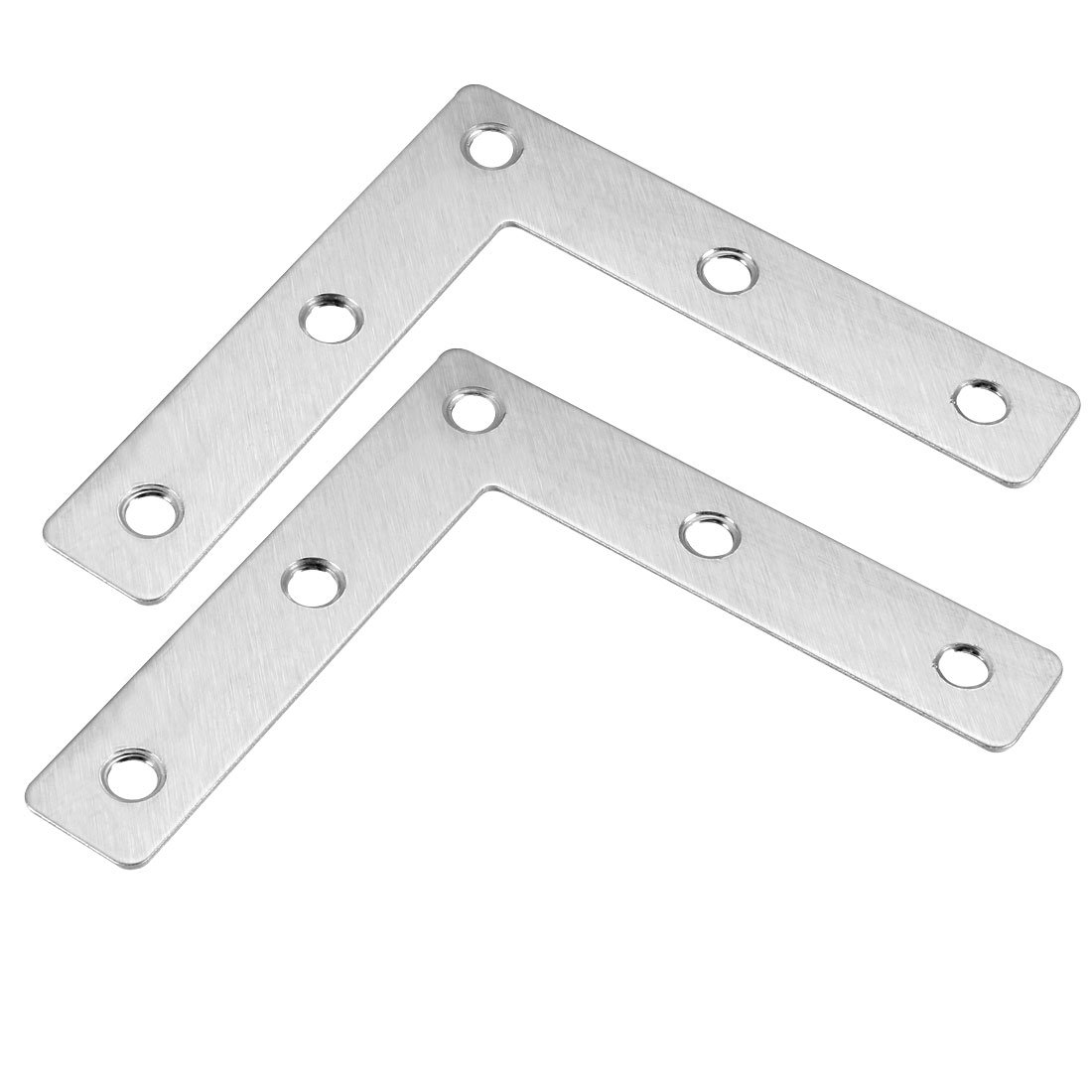 Sourcingmap Flat Plate L Shape, 80mmx80mm, Stainless Steel 304 Angle Corner Brace Repair Brackets, Pack of 8
