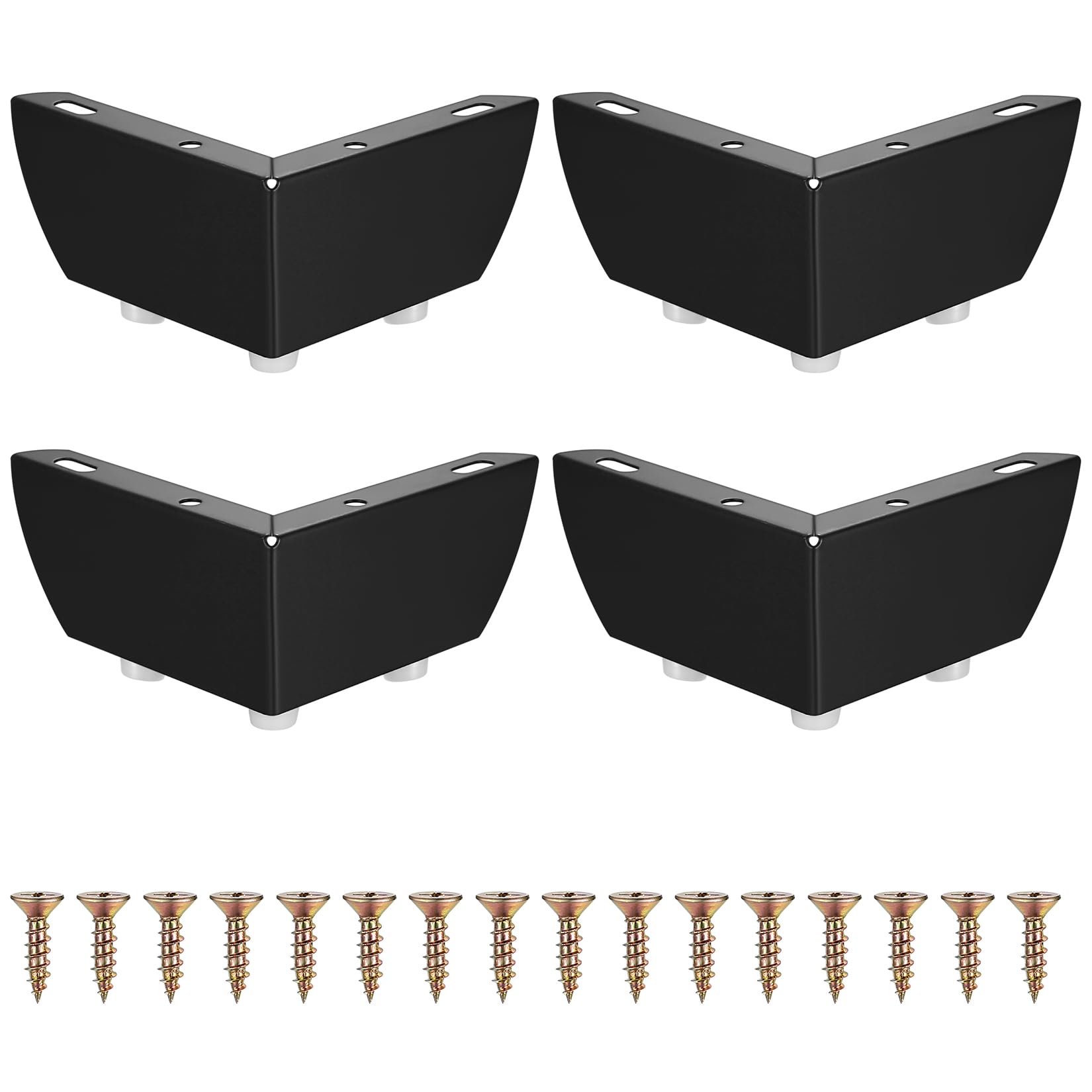 Qeapug Furniture Legs, Sofa Legs Set of 4, 55mm/2.16 Inch Black Metal Replacement Furniture Feet Triangle Table Legs for Cabinet Cupboard Sofa Couch Chair Kitchen Unit Legs Feet Replacement
