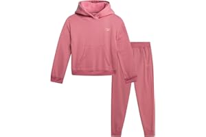 Reebok Girls Jogger Set - 2 Piece Matching Sweat Set with Pullover Hoodies and Athletic Joggers for Girls