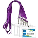 Beebel ID Badge Holder Lanyards with Waterproof Badge Card Bulk Lanyard for Name Tags Holders(Purple)