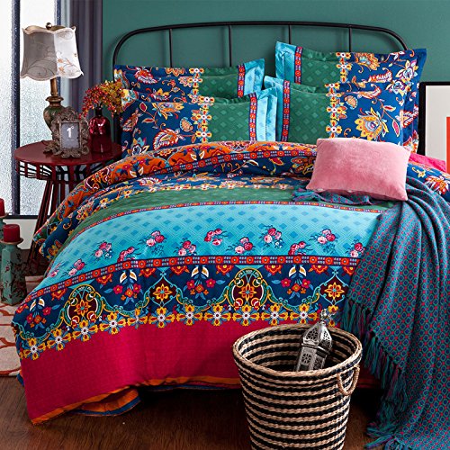 FADFAY 4Piece Bohemian Bedding Boho Bedding Set Full Size Beachfront