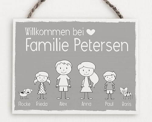 Personalisiertes Familienschild I Familienschild I Familienname I Holzschild-Familienname I Türschild aus Holz I Namensschild