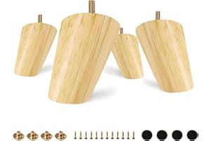 FoDau770 Rubber Wood Furniture Legs 3 Inches, Slant Tapered Wood Legs Mid Century Sofa Legs Set of 4, 5/16" UNC Furniture Feet Replacement Legs for Cabinet Sofa Couch Dresser Chair Ottoman Table
