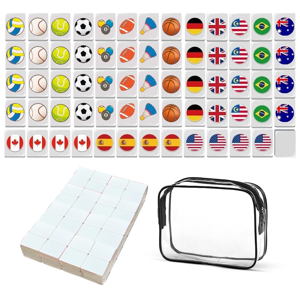 KBIBCK Seaside Escape Game Blocks Mahjong Sets, 65 Tiles Seaside Escape Board Games, Mini Mahjong Set, Flags & Balls Pattern Mahjong Game, Beachside Board Games, Family Board Games for Kids and Adults