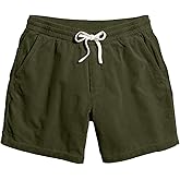 JEMLDL Men's Corduroy Shorts 5 Inch Inseam Drawstring Elastic Waist Lightweight Casual Summer Beach Shorts with Pocket