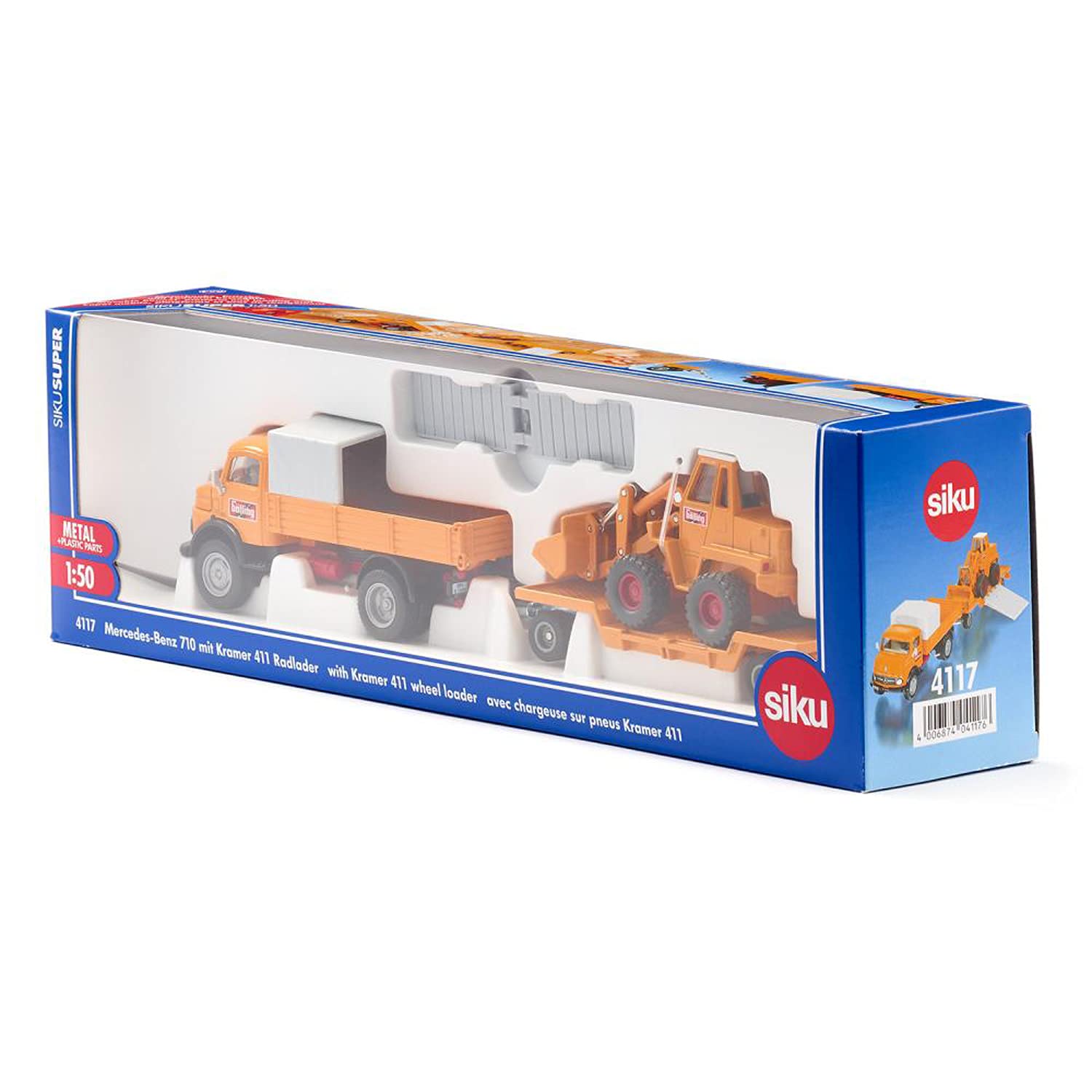 siku 4117, Mercedes-Benz 710 mit Kramer 411 Radlader Bölling, 1:50, Metall/Kunststoff, Gelb, Bewegliche Teile 7