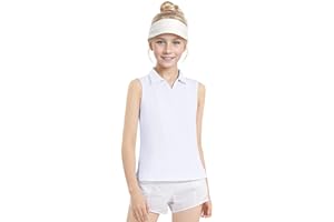 Auranso Girls Sleeveless Polo Shirts V-Neck Golf Tennis T-Shirts with Collared Quick Dry Tank Tops