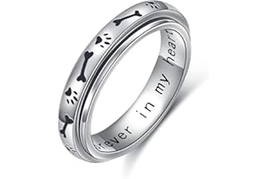 HOOHWE Spinner Rings for Anxiety,S925 Sterling Silver Fidget Anxiety Worry Relieving Boredom ADHD Autism Band Rings for Teen Girls