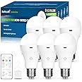 CordlessGlow 15W A19 Rechargeable Light Bulbs with Remote, 3 Color Temperatures + Dimmable Battery Operated Light Bulb, up to 24 Hours,6pk