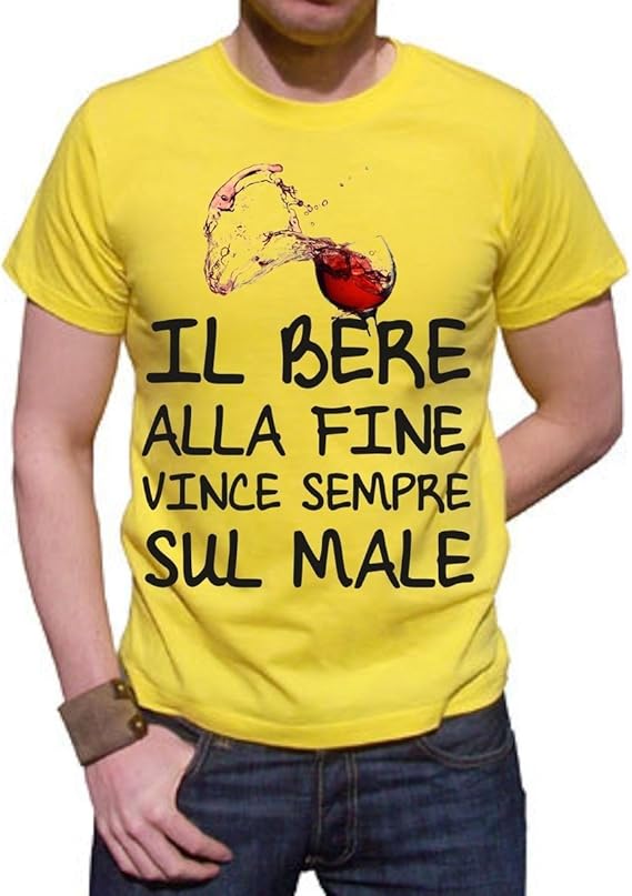 T Shirt Bere Vino Frase Simpatica Il Bere Vince Sempre Uomo Donna S M L Xl Xxl Maglietta By Tshirteria Amazon It Abbigliamento