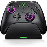 AXYBCOOL Wireless Bluetooth Switch Controller with Charger Station for Nintendo Switch/Lite/OLED/Switch 2 Pro Controller with Charging Dock, Hall Effect Joyticks Switch Remote for iOS/Android/ with Lighting/Turbo/Wakeup