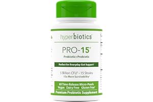 Hyperbiotics Pro 15 Vegan Probiotic Supplement | Time Release Pearls | 15 Diverse Strains | Probiotics for Women and Men | Di