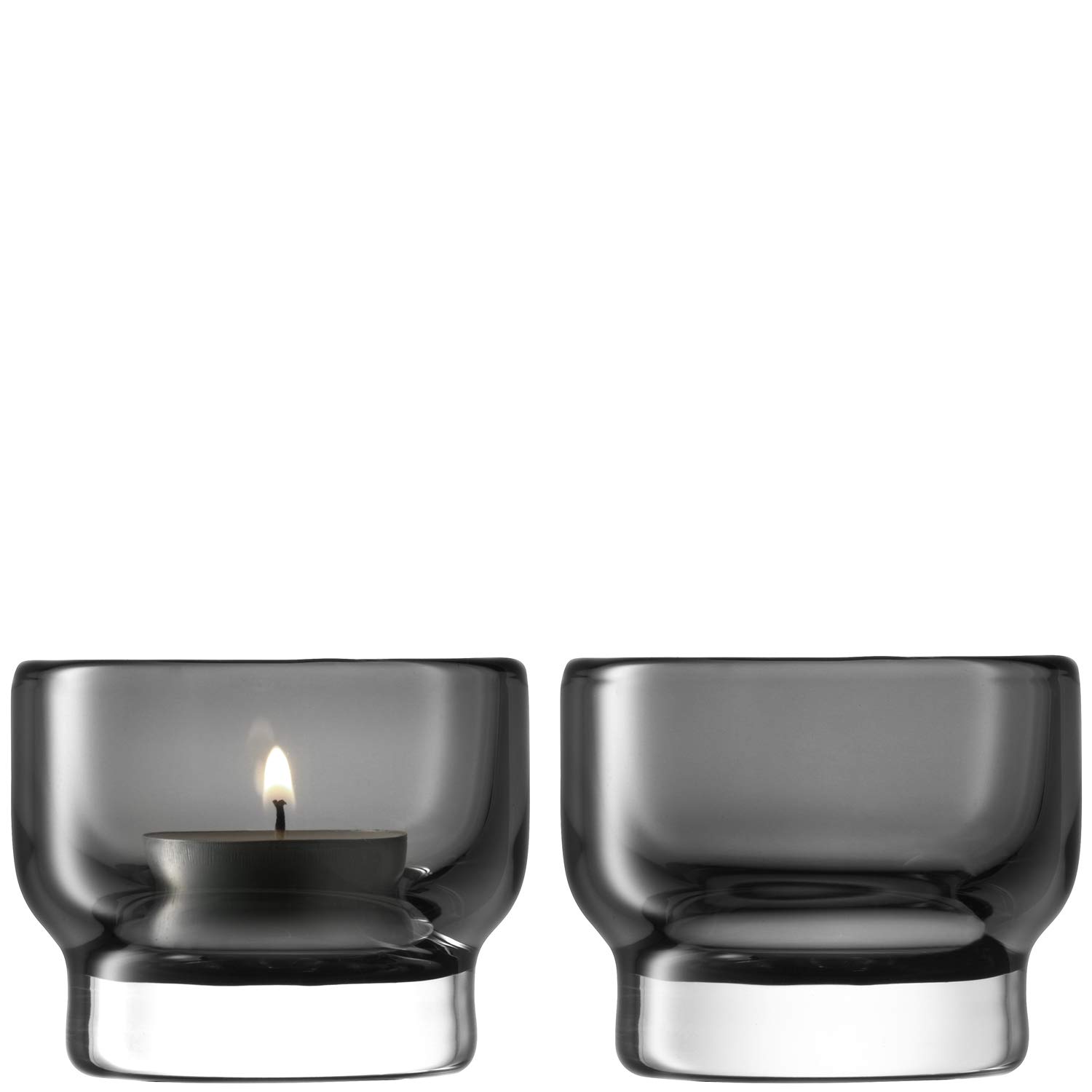 LSA International Utility Tealight Holder H6cm Slate | Set of 2 | Mouthblown & Handmade Glass | UT84