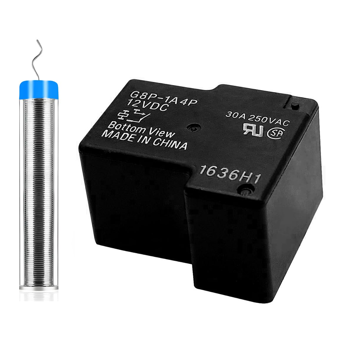 Photo 1 of Tnuocke G8P-1A4P-12VDC 30A 250VAC Fully-Sealed PCB Relay for PC Board or Panel-Mounted, Solve F01 Code Problem of Dryer, with 10g Solder Wire Tool Combination