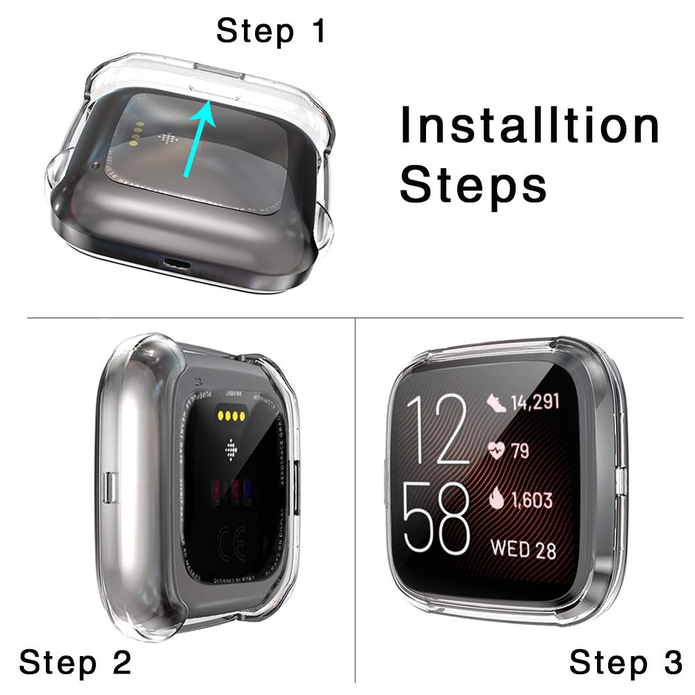 AILRINNI Screen Protector for Fitbit Versa 2, (2 Pack) Full Coverage Soft TPU Bubble-Free HD Clear Screen Protector Case for Fitbit Versa 2 Smart Watch (2019 Release) - Clear&Clear