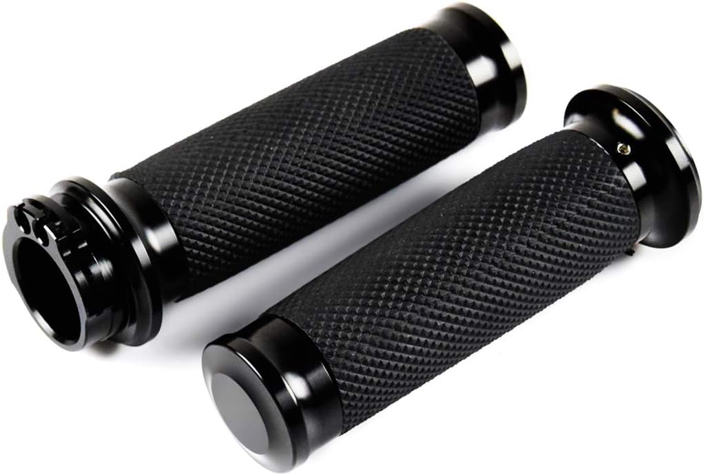 PBYMT Black 1" 25mm Handgrips Handlebar Hand Grips Compatible for Harley Honda Yamaha Suzuki Kawasaki
