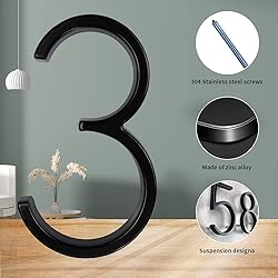 Floating Modern House Numbers 5 inch, Deamos Zinc