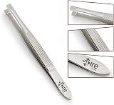 Spire UK Stainless Steel Slant Tip Eyebrow Tweezers for Facial Hair 8CM view 2