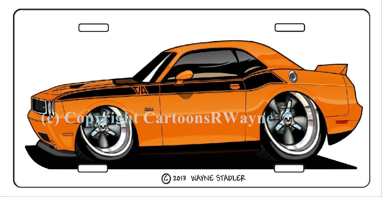 Custom Car Art License Plate New Style Dodge Challenger SRT 8 Orange
