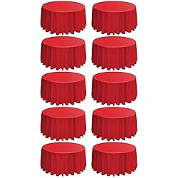 REWOMC 10 Pack Round Tablecloths - 120 Inch, Red