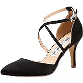 ELEGANTPARK Heels for Women Closed Toe Strappy Pointed High Heel Pumps Satin Pointy Wedding Evening Dress Shoes