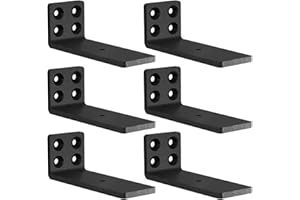 MLOQI 6 Pack Heavy Duty Shelf Brackets, L Brackets for Shelves, 5mm Thick Floating Shelf Bracket Up to 50KG Capacity (4Inch)