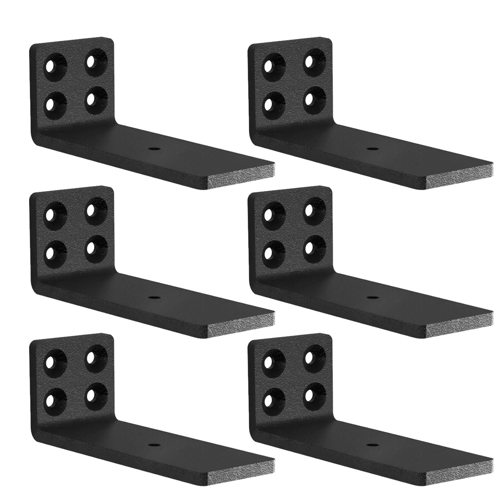 MLOQI 6 Pack Scaffold Board Shelf Brackets Heavy Duty, Black Floating Shelf Bracket, 5mm Thick Wall Brackets for Shelves up to 50 KG (10cm)