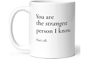 Grit & Grace Funny Sarcastic Mug and Card Set, Ceramic Coffee Mug with Greeting Card - You are the Strangest Person I Know - 