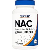 Nutricost N-Acetyl L-Cysteine (NAC) 600mg, 180 Capsules - Non-GMO, Gluten Free