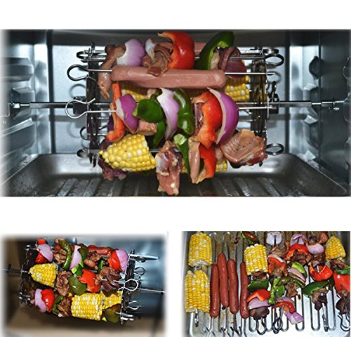 UL BBQ Steel Metal Roaster Rotisserie Skewers Needle Cage Oven Kebab Maker Grill