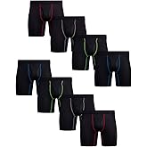 Reebok Mens Boxer Briefs - 8 Pack Performance Stretch Mens Underwear Boxers with Functional Fly, 6" Inseam Boxers for Men