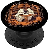 Cute Ghost Reading Books Librarian Book PopSockets Adhesive PopGrip