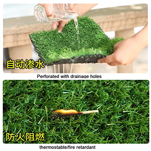 MCY 35mm Pile Height 4 Tone Blades Outdoor Artificial Grass Lawn High Density Synthetic Fake Turf for Garden Backyard Patio 3.3ft x 5ft - Thumbnail 4