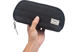 Sooez Wide-Opening Pencil Pen Case, Lightweight & Spacious Pencil Pouch Zipper Stationery Bag, Aesthetic Supply with Triangular Design for Adults, Black