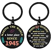 DGXMD 80 Year Old Birthday Gifts - Born in 1945 Birthday Keychain - 80th Birthday Gifts for Men Women