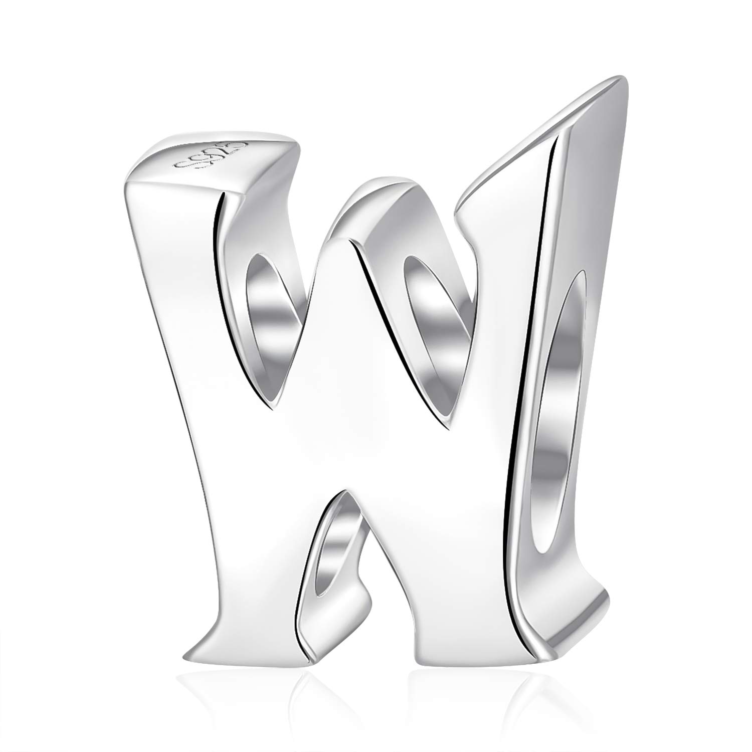Fantasticharm fits Pandora Bracelet Genuine 925 Sterling Silver Alphabet Letter Charms (A to Z) Fit, Letter W,FG-