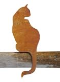Rostalgie Edelrost Katze Karli - Sitzende Katzenfigur Auf Bodenplatte Für Garten, Terrasse Oder Wohnung