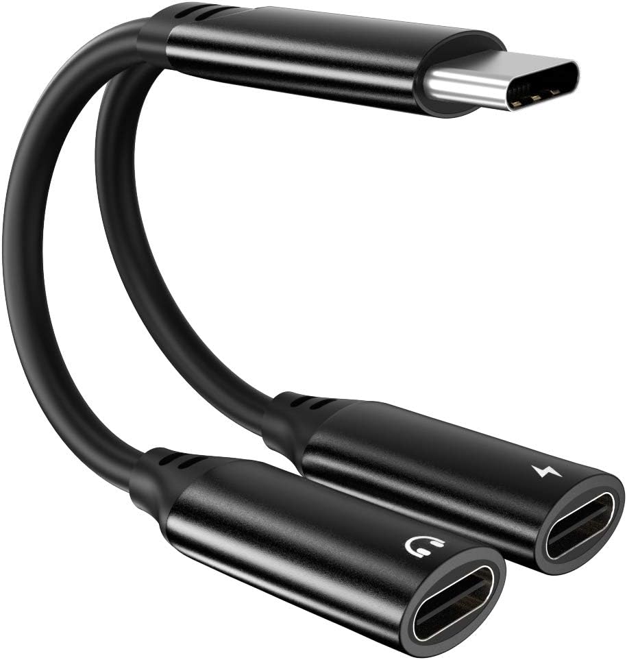 USB C Headphone and Charger Adapter,Audio Charge & Music Type C Splitter Audio and Charging Adapter Support Fast Charging,Call,Music, Compatible for Google Pixel/Huawei/Samsung