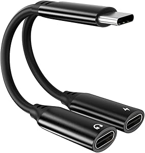 USB C Headphone and Charger Adapter,Audio Charge & Music Type C Splitter Audio and Charging Adapter Support Fast Charging,Call,Music, Compatible for Google Pixel/Huawei/Samsung