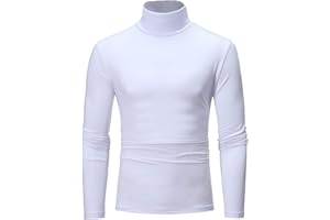 Mens Slim Fit Turtleneck Long Sleeve Top Stretch Base Layer Undershirt Soft Thermal Tee Casual Plain High Neck