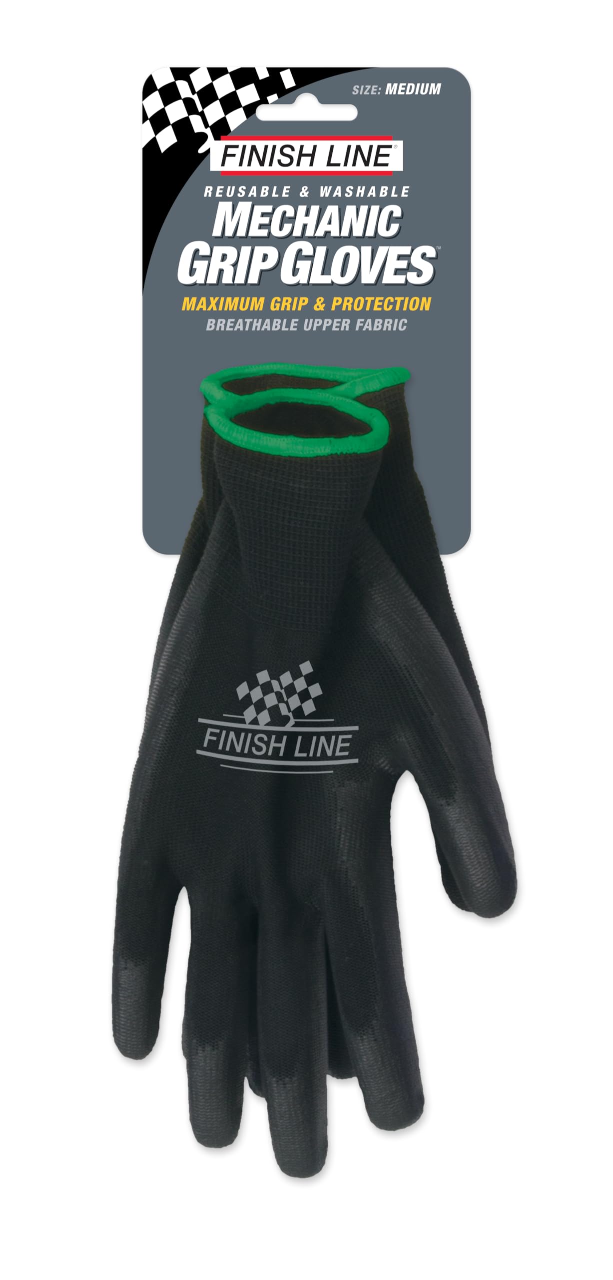 Finish Line Mechanic Grip Gloves - Small/Medium, Black