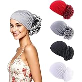 AICILY 4 Pieces Soft Beanie Turban for Women, Chemo Head Scarf Hats, Elastic Hair Wraps, Cancer Headwear Covers